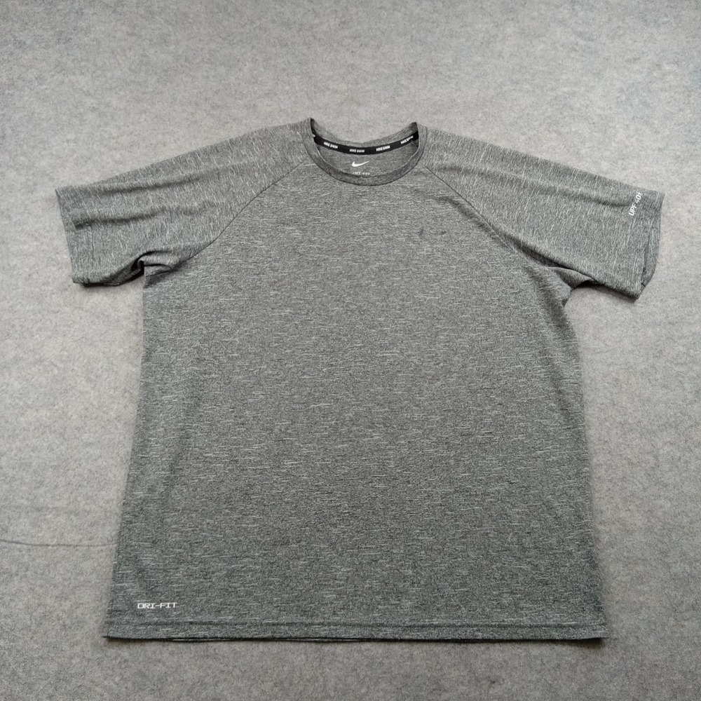 Nike Swim Shirt Mens Large Gray Dri-FIT Short Sleeve Athletic Training Top